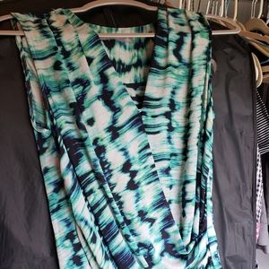 Octavia sleeveless wrap blouse, size small, blue green black tie dye. Never worn